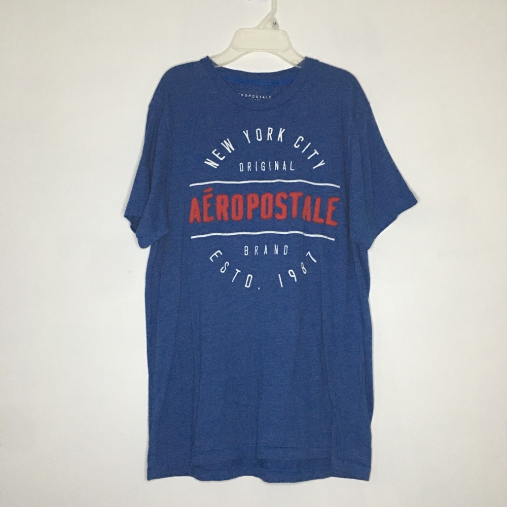 AEROPOSTALE, SHORT SLEEVE, L, BLUE SHIRT
